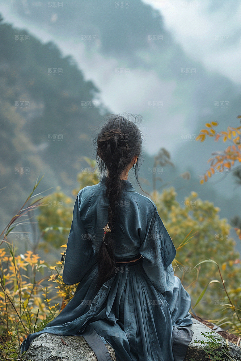 女生旅行背影唯美自由行摄影图
