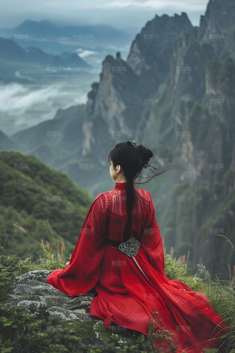 女生旅行背影自然人物摄影图