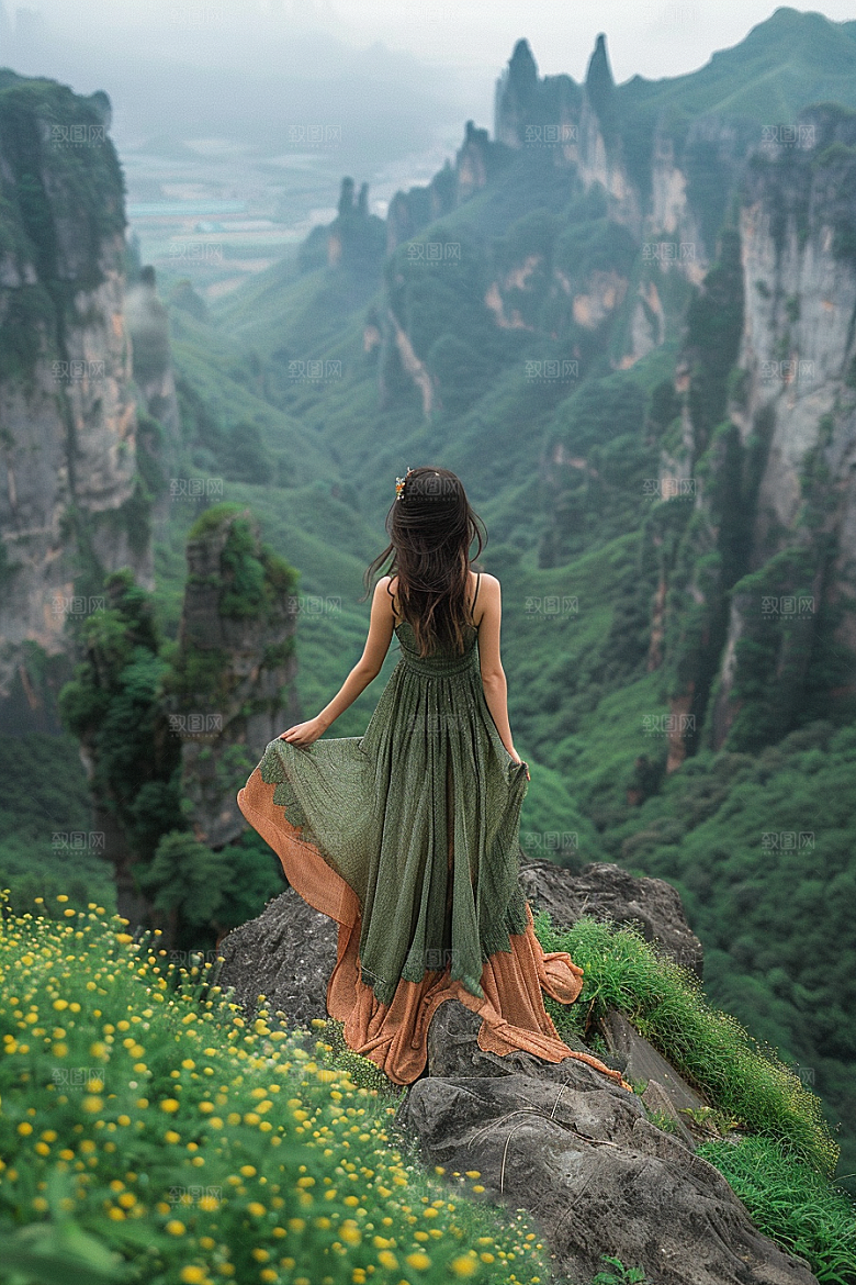 女生旅行背影唯美高清摄影图