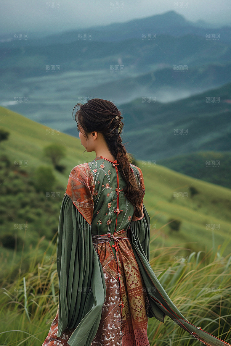 女生旅行背影高清旅游摄影图