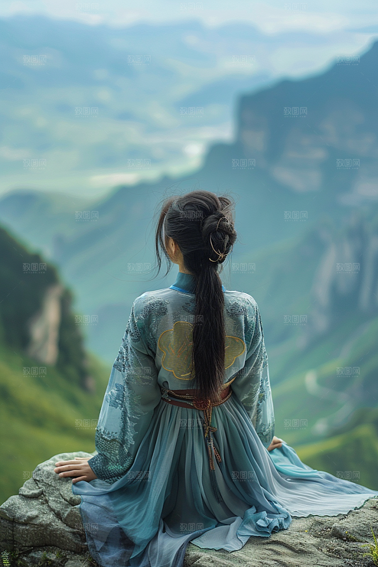 女生旅行背影自由行风光摄影图