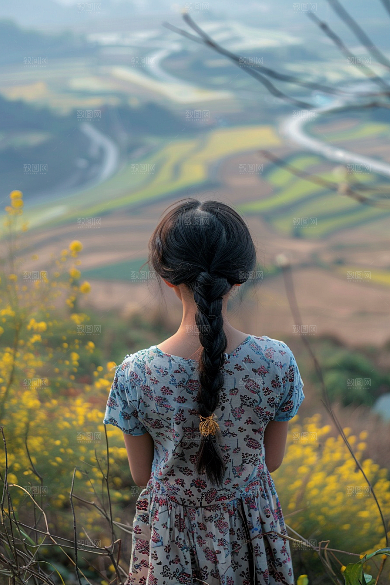 女生旅行背影自由行旅游摄影图