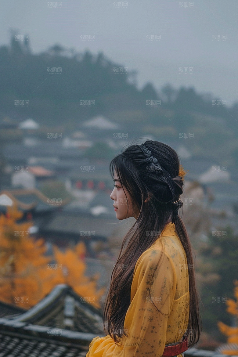 女生旅行背影人物户外摄影图