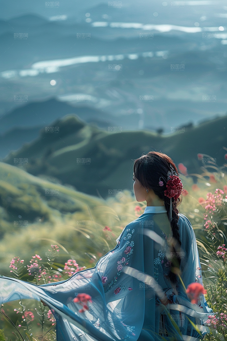 女生旅行背影辽阔旅游摄影图