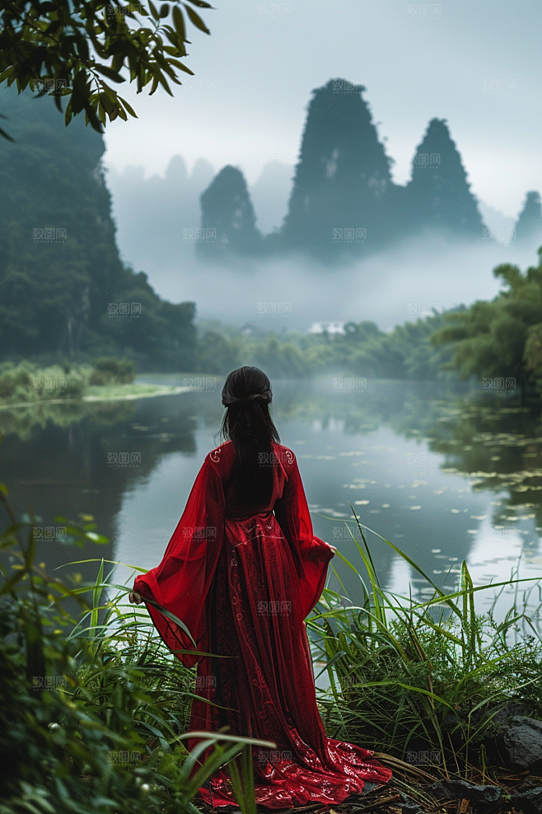 女生旅行背影旅游人物摄影图
