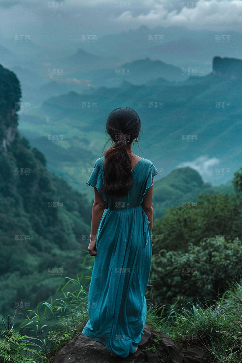 女生旅行背影自由行唯美摄影图