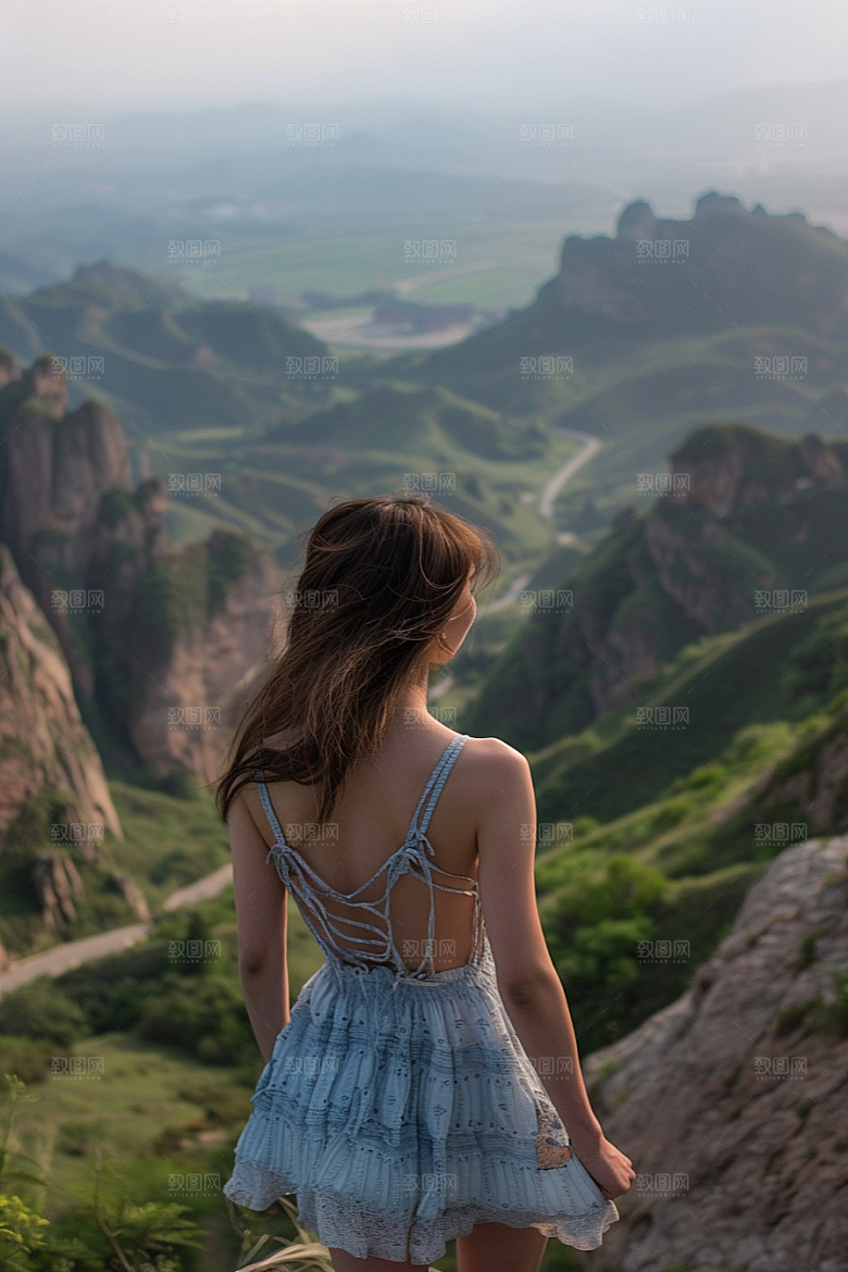 女生旅行背影高清探险摄影图