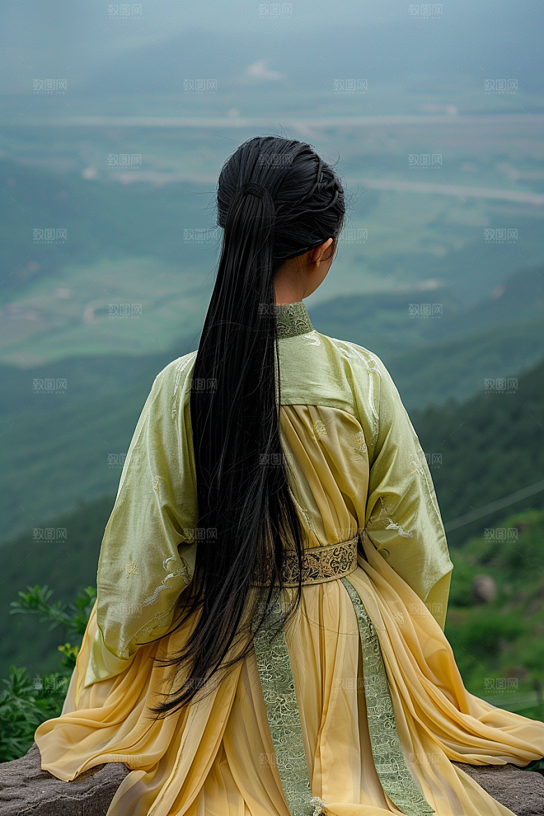女生旅行背影人物风光摄影图