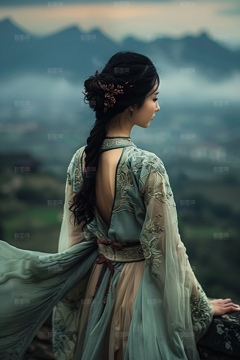 女生旅行背影徒步自由行摄影图