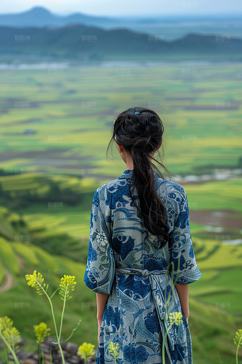 女生旅行背影风光唯美摄影图