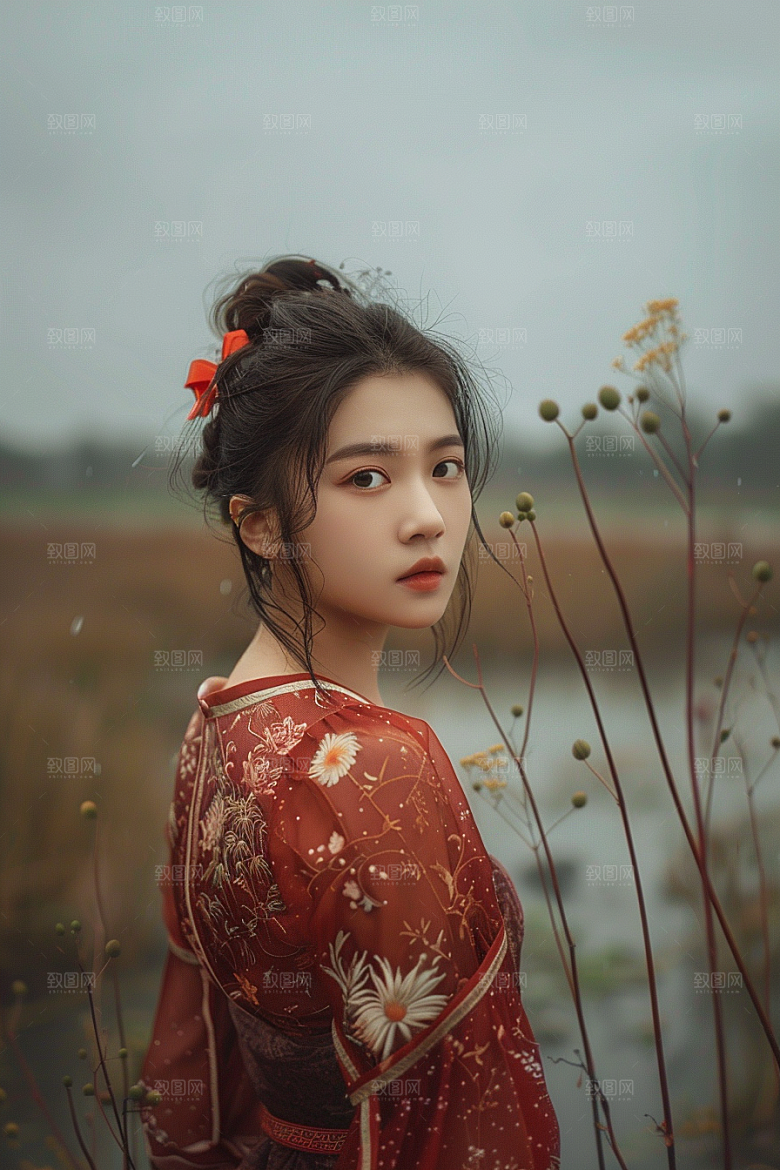 女生旅行背影户外辽阔摄影图