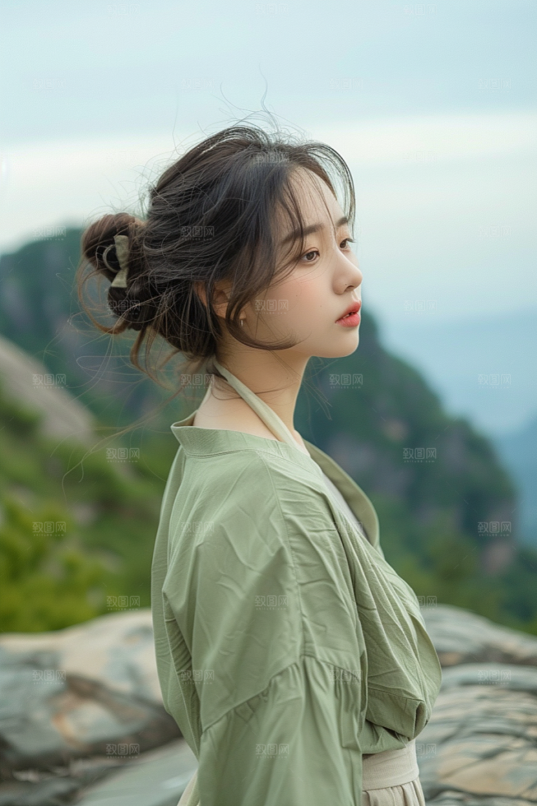 女生旅行背影风光人物摄影图
