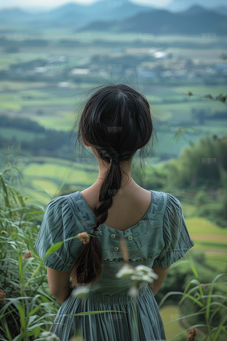 女生旅行背影唯美旅游摄影图