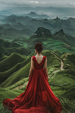 女生旅行背影自由行旅游摄影图