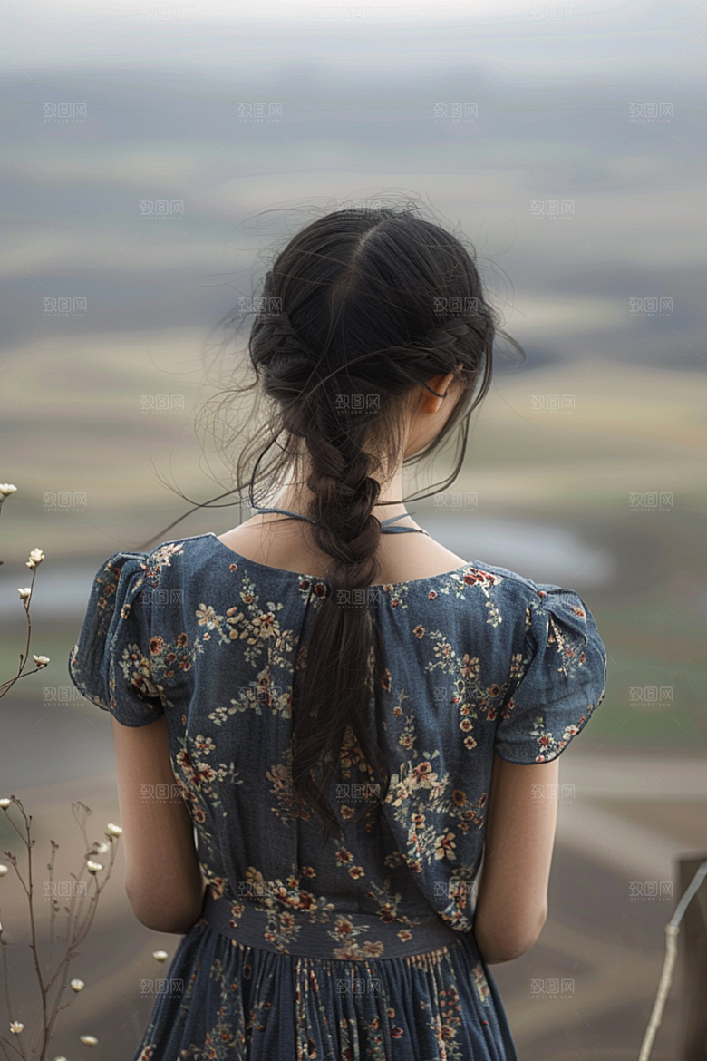 女生旅行背影户外人物摄影图