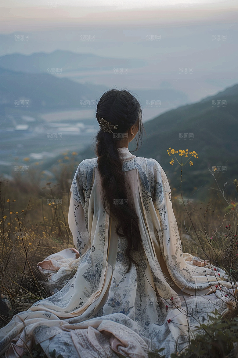 女生旅行背影自由行高清摄影图