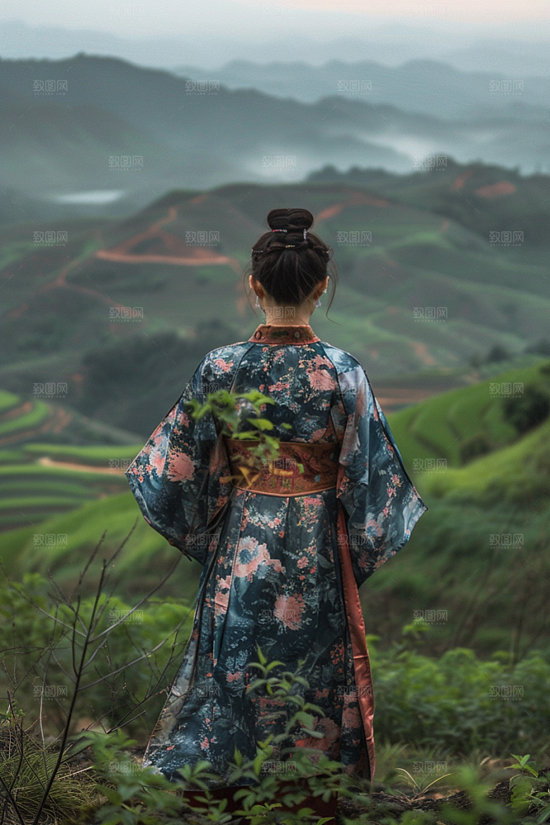 女生旅行背影徒步自由行摄影图