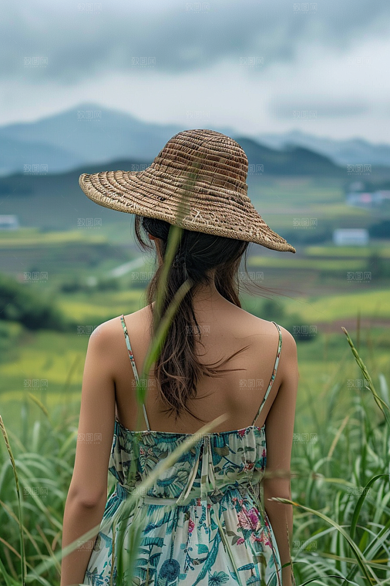 女生旅行背影自由行高清摄影图