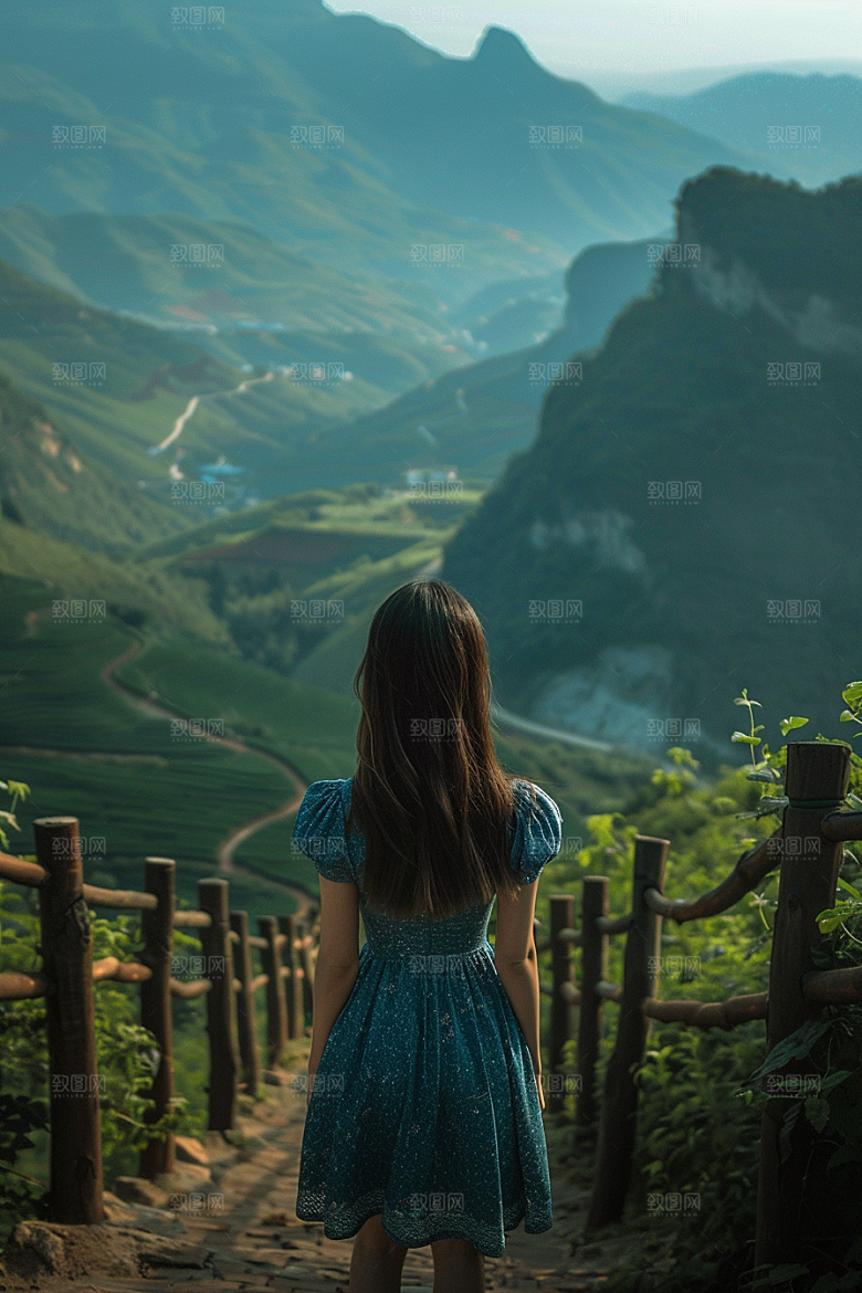 女生旅行背影高清旅游摄影图