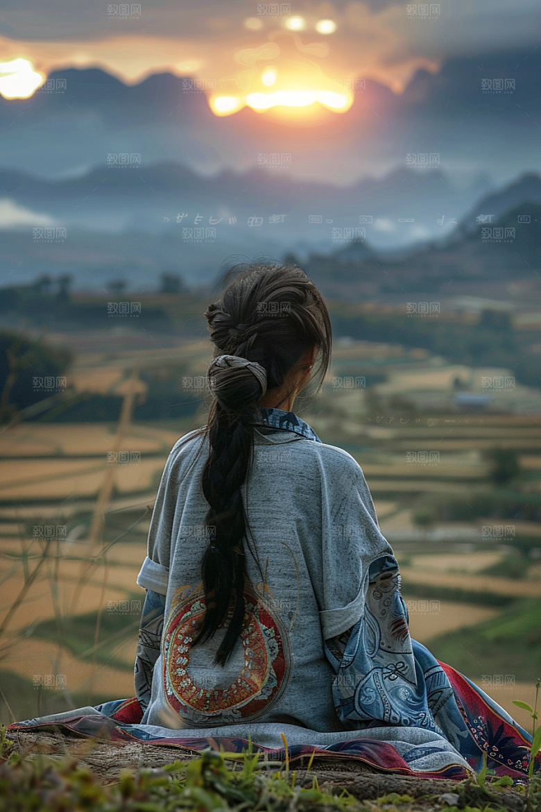 女生旅行背影辽阔高清摄影图