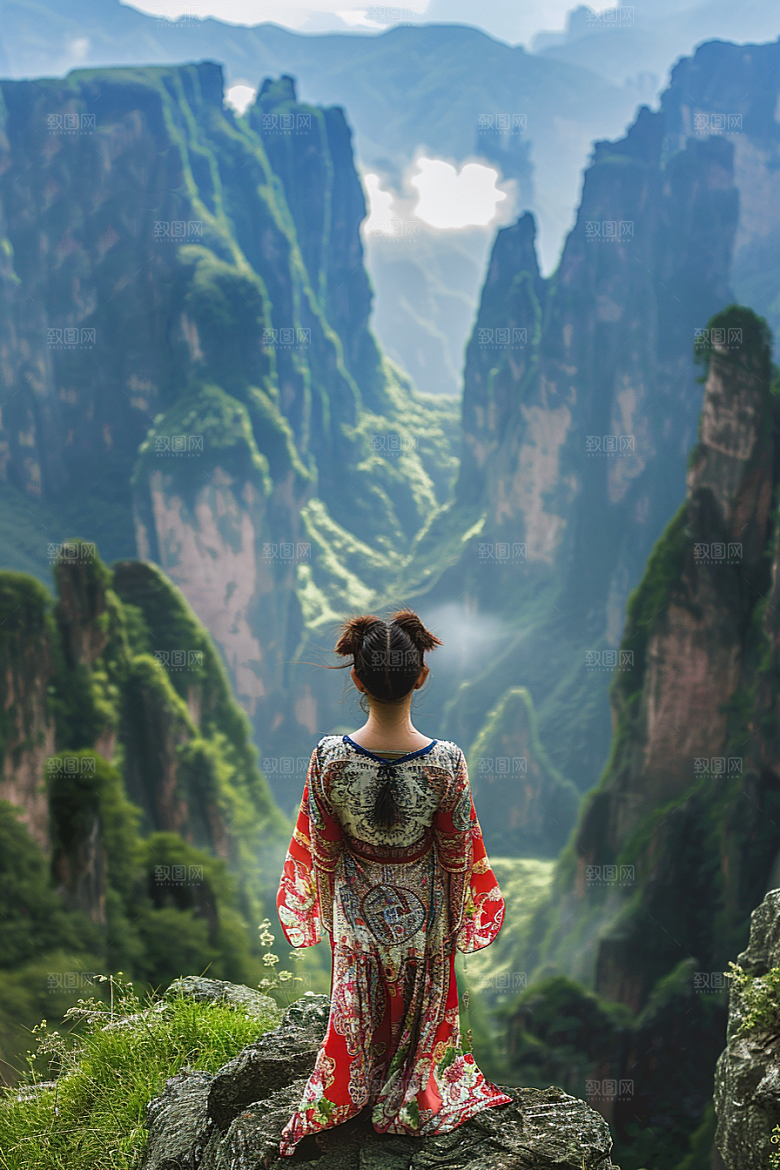 女生旅行背影旅游高清摄影图