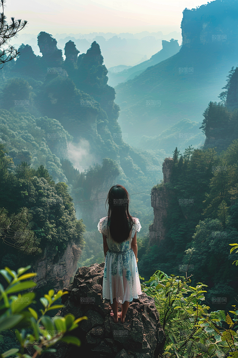 女生旅行背影高清旅游摄影图