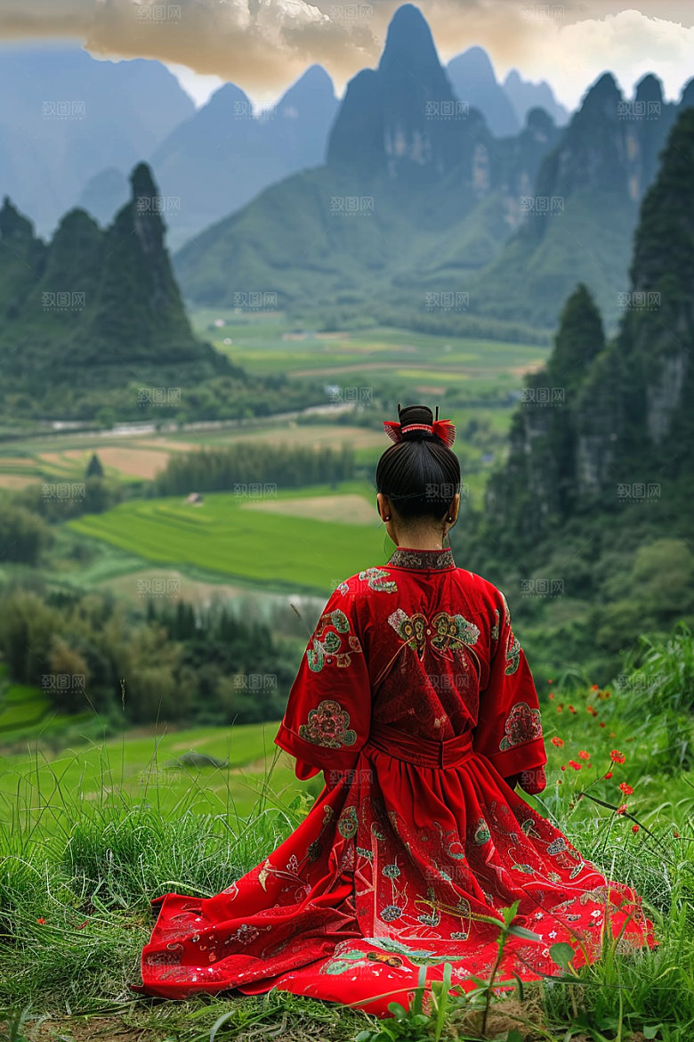 女生旅行背影旅游唯美摄影图