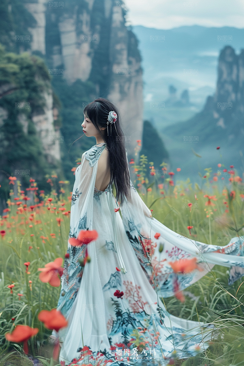 女生旅行背影自然人物摄影图