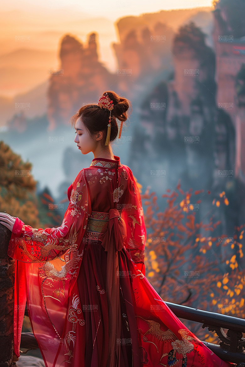 女生旅行背影徒步自然摄影图