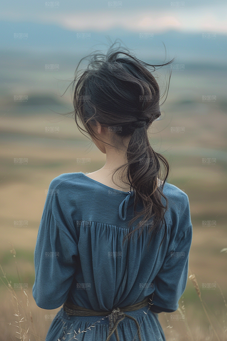 女生旅行背影高清户外摄影图