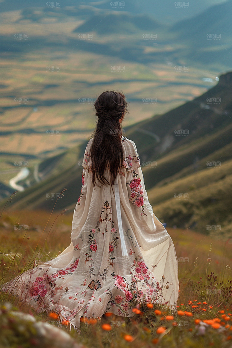 女生旅行背影高清风光摄影图