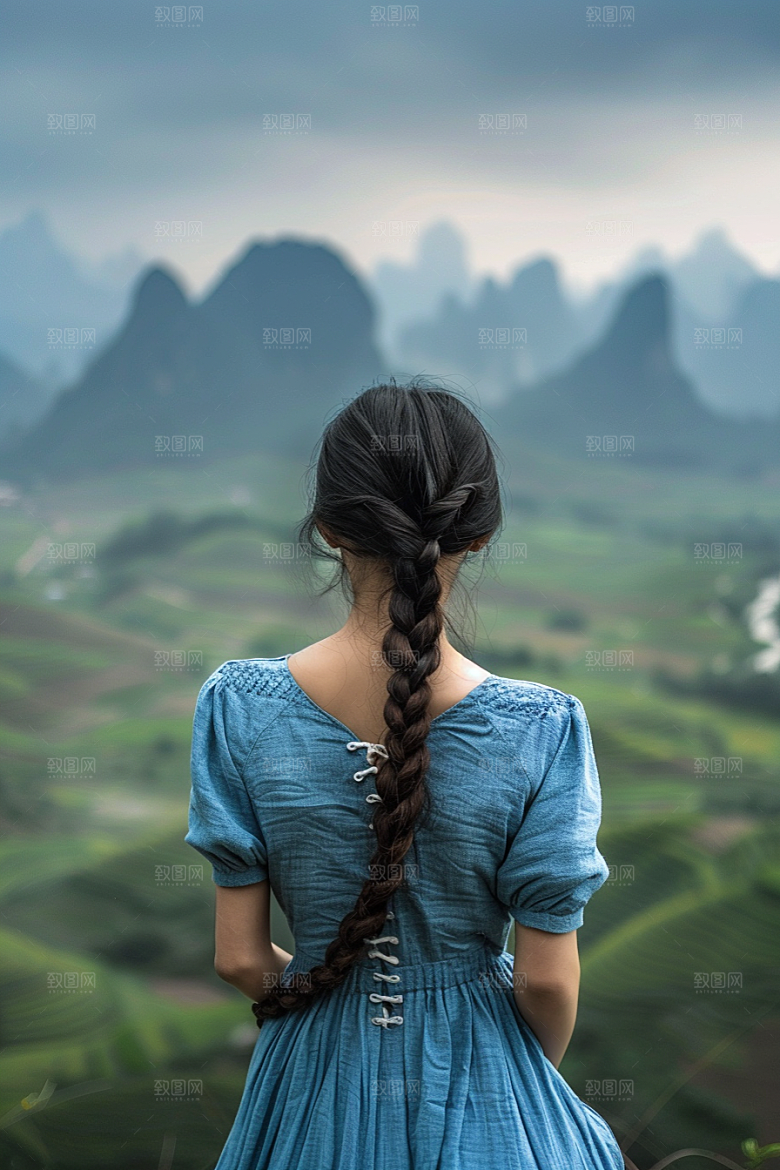 女生旅行背影自然人物摄影图
