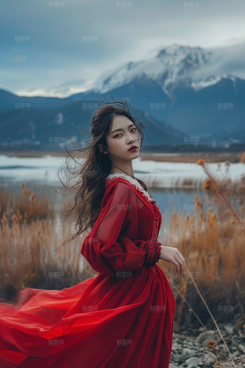 女生旅行背影户外自由行摄影图
