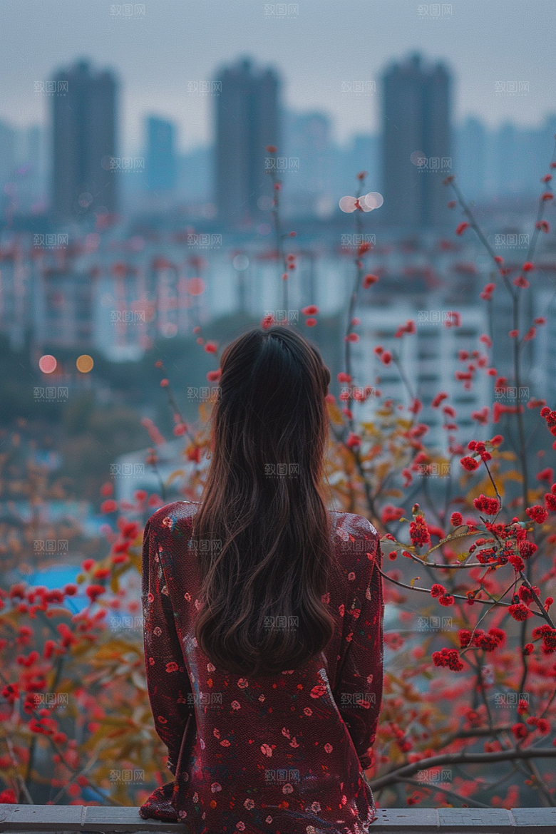 女生旅行背影旅游人物摄影图