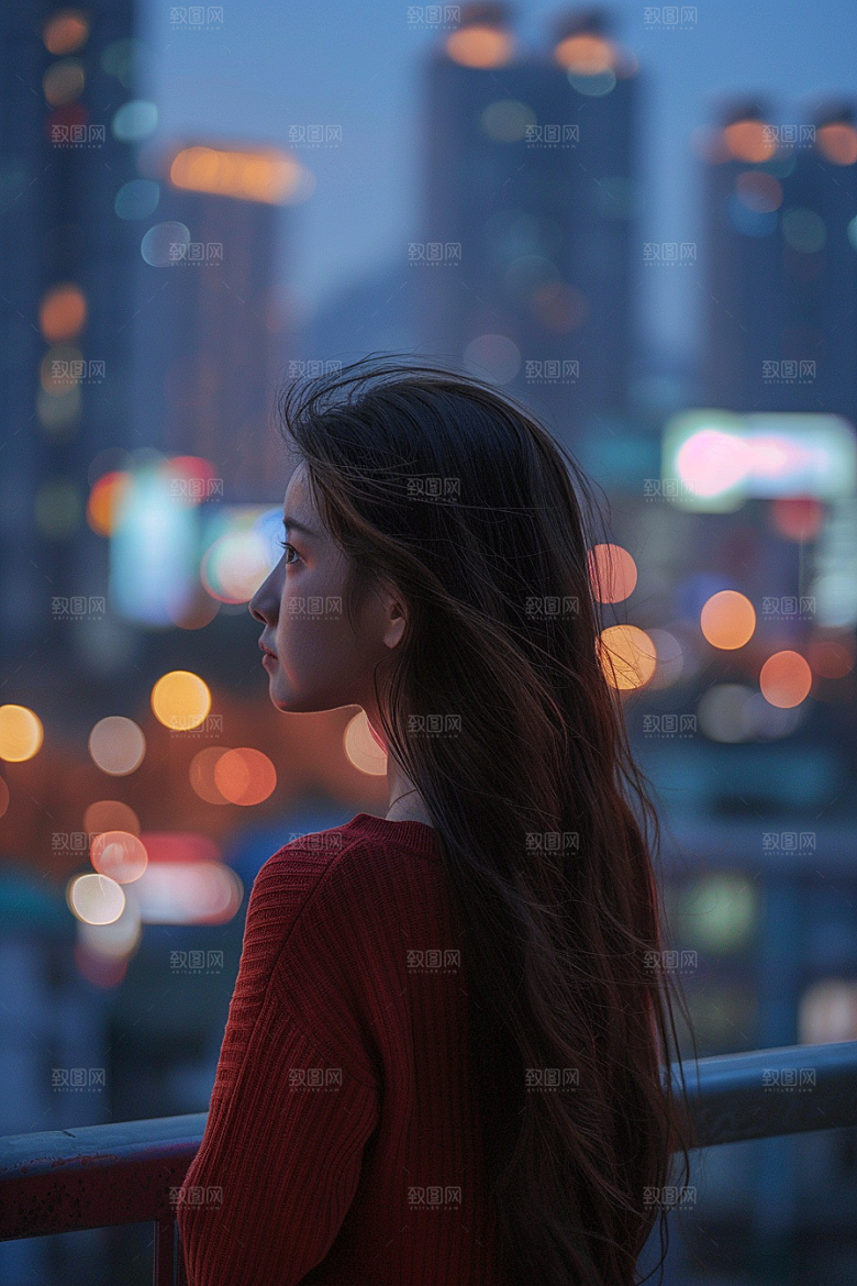 女生旅行背影自然风光摄影图