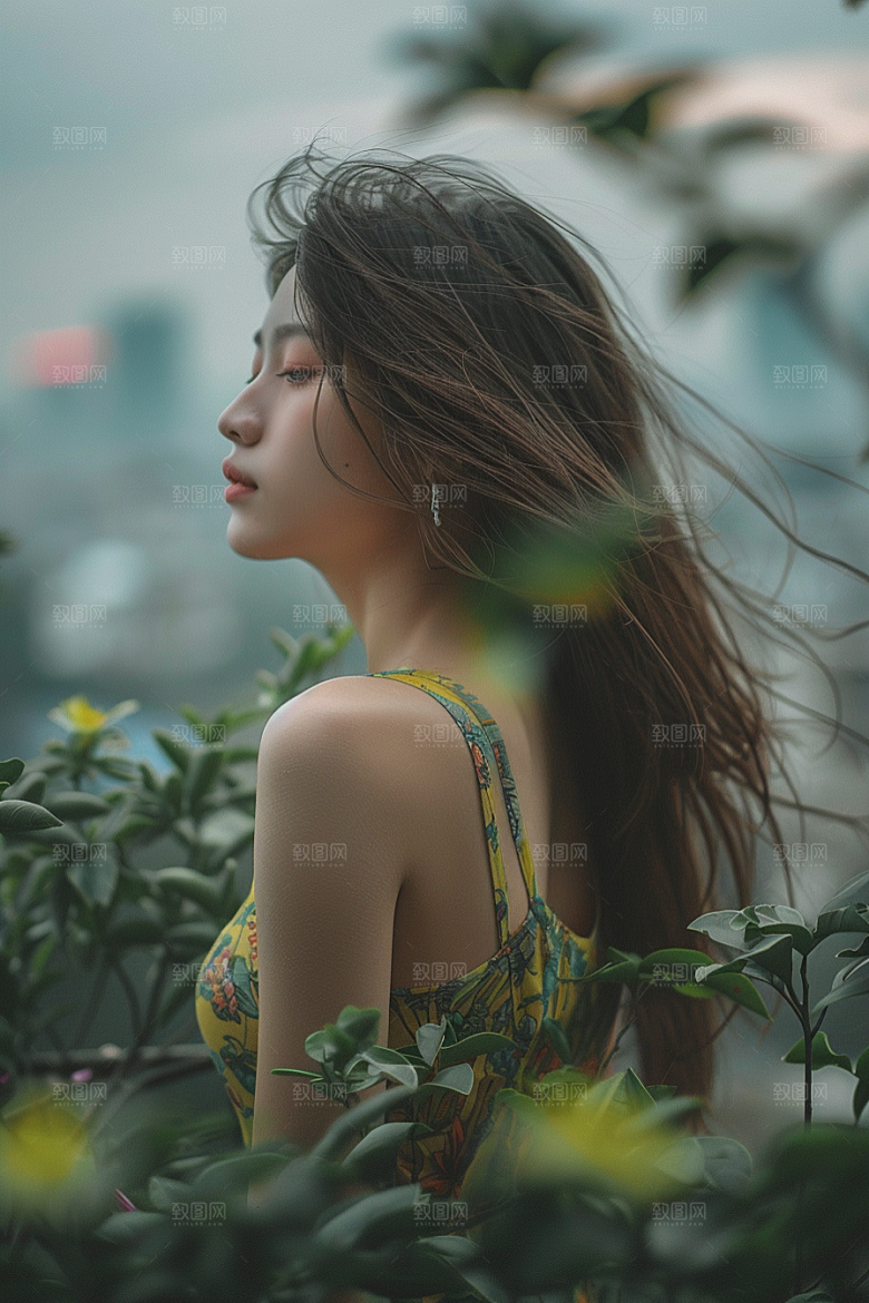 女生旅行背影高清旅游摄影图