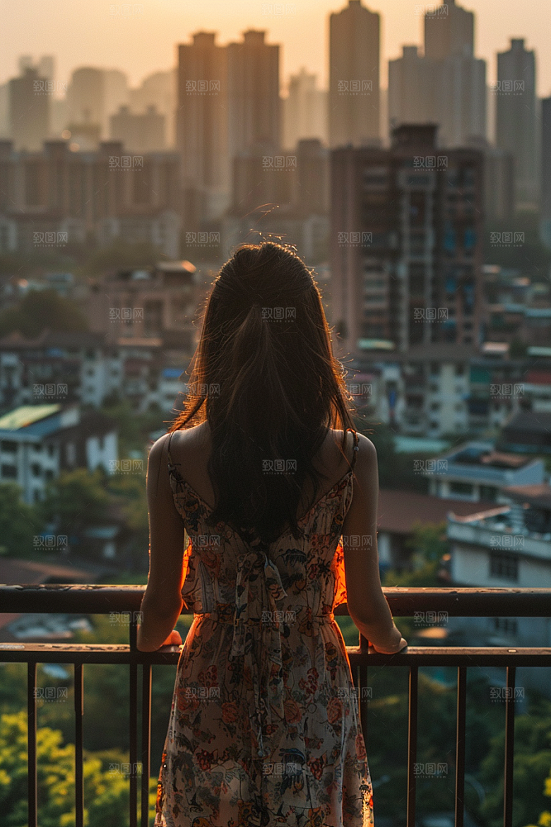 女生旅行背影徒步辽阔摄影图