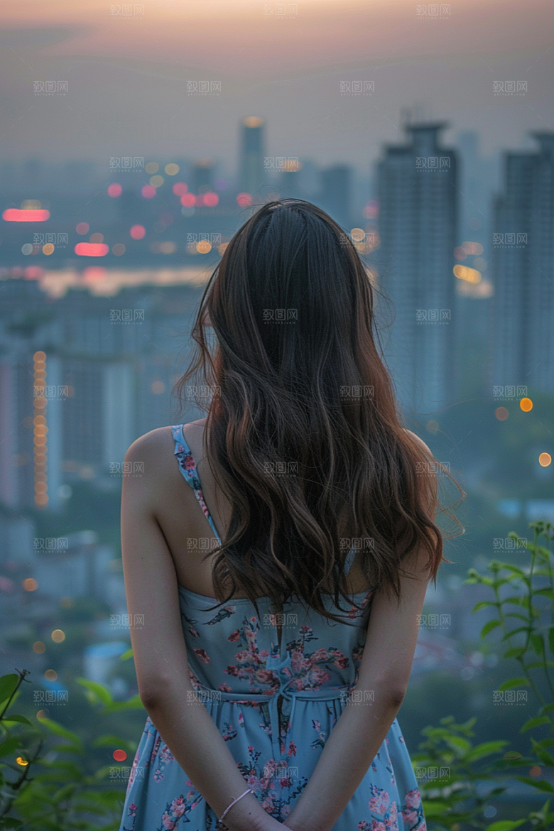 女生旅行背影户外人物摄影图