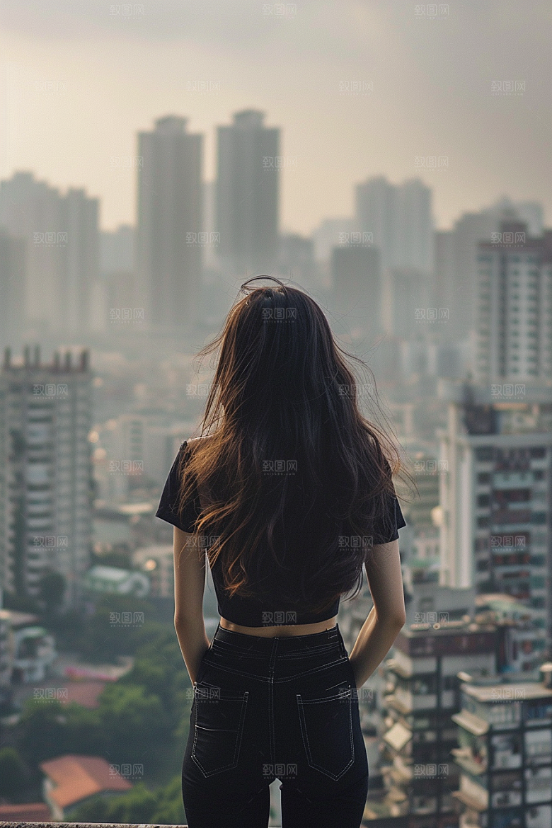 女生旅行背影旅游高清摄影图