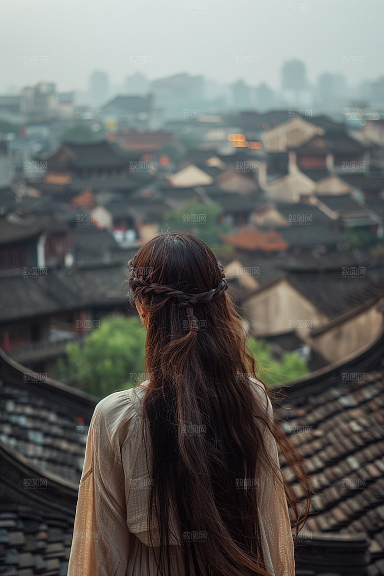 女生旅行背影徒步辽阔摄影图