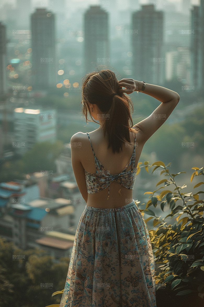 女生旅行背影探险高清摄影图