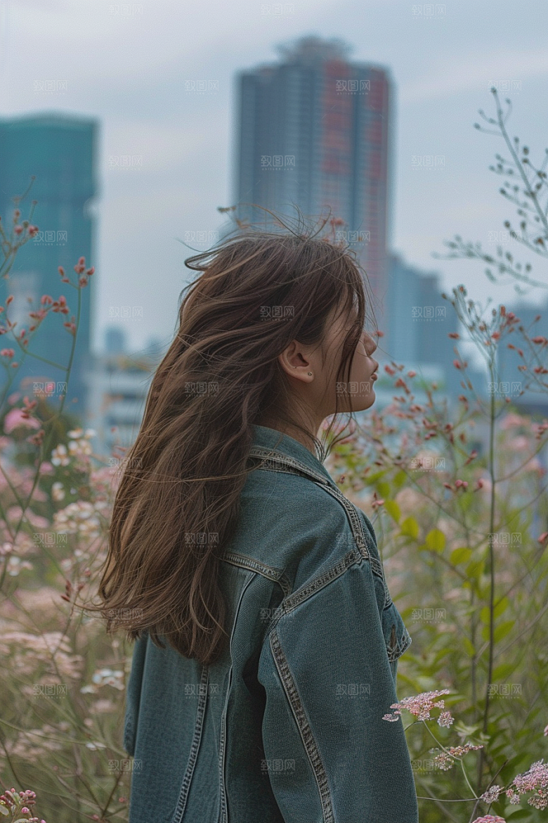 女生旅行背影旅游高清摄影图