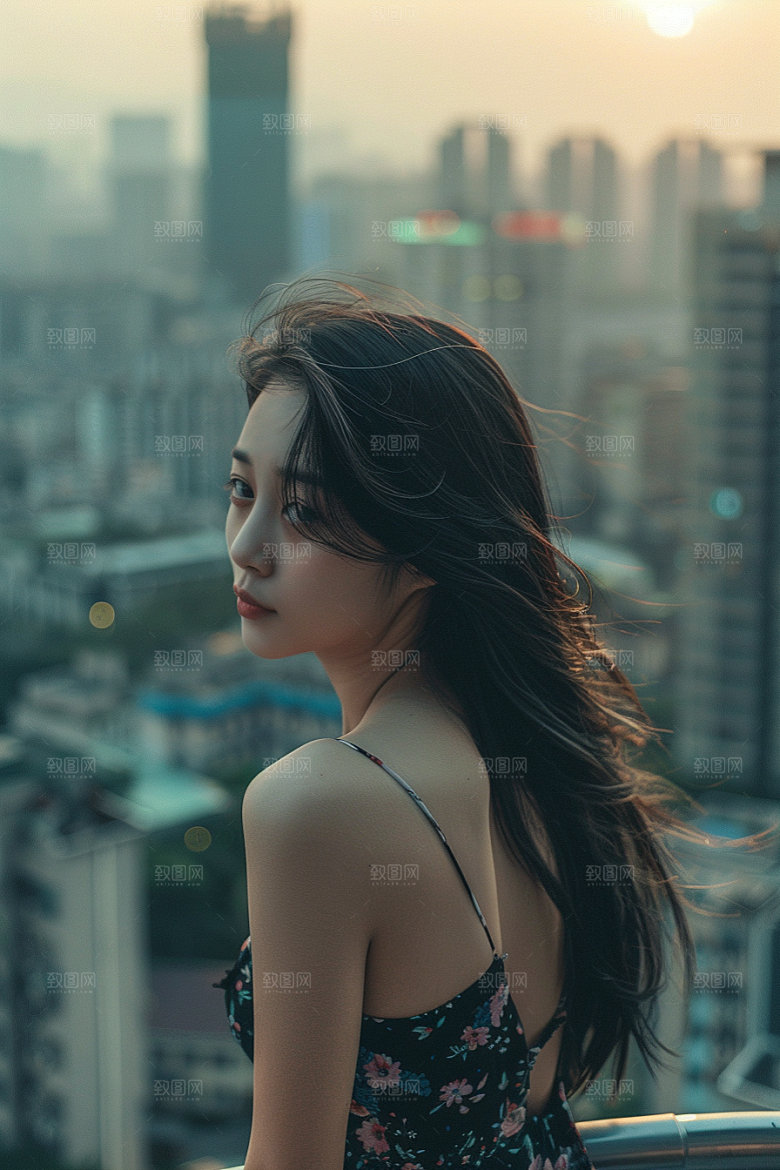 女生旅行背影唯美旅游摄影图