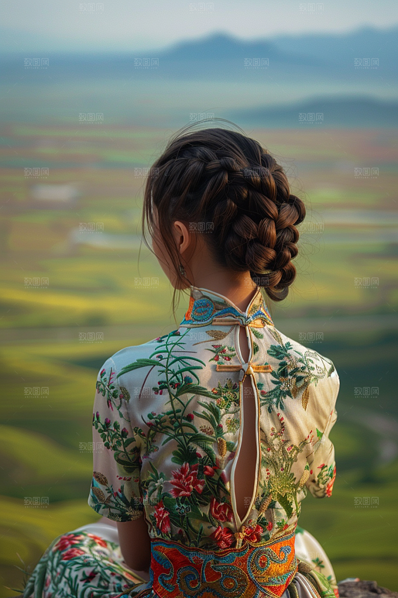 女生旅行背影探险高清摄影图