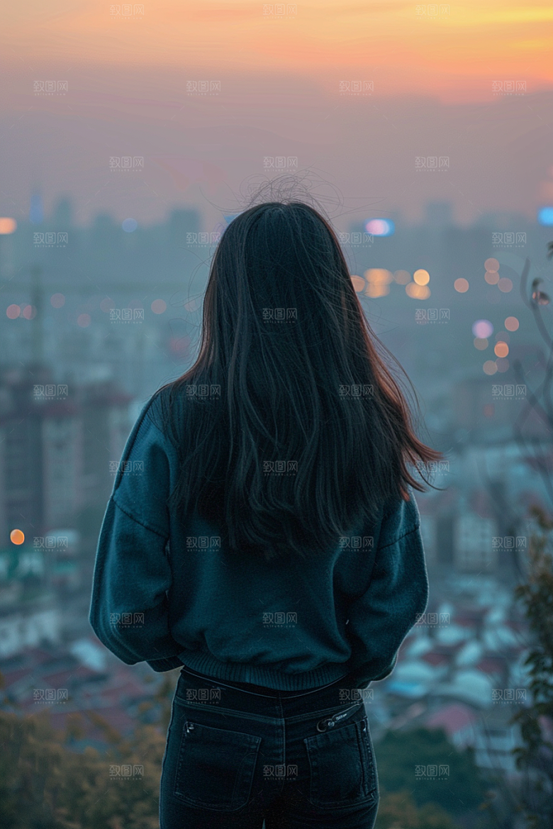 女生旅行背影徒步高清摄影图