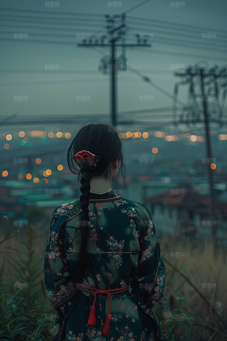 女生旅行背影旅游人物摄影图