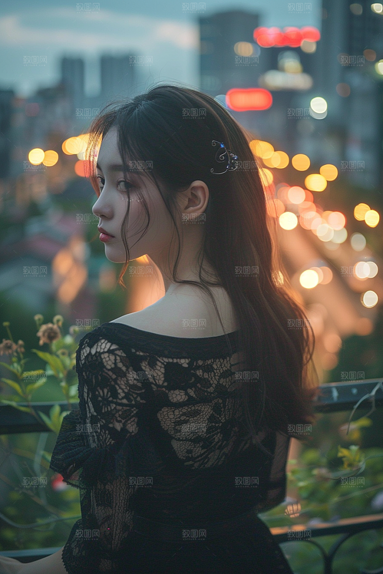 女生旅行背影人物旅游摄影图