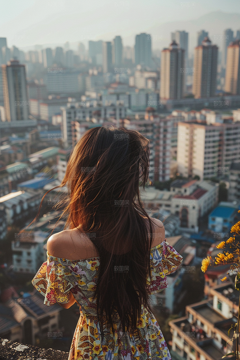 女生旅行背影高清人物摄影图