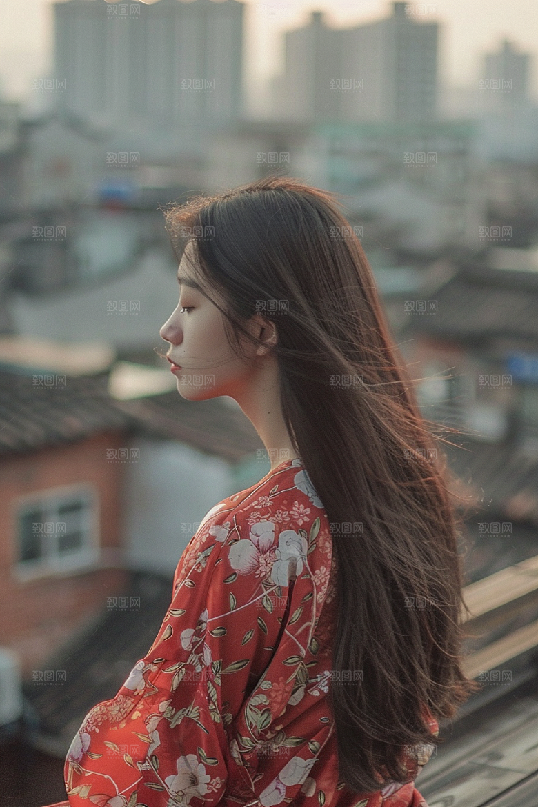 女生旅行背影探险唯美摄影图