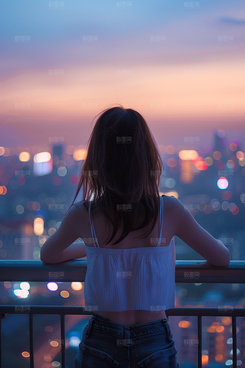 女生旅行背影旅游户外摄影图